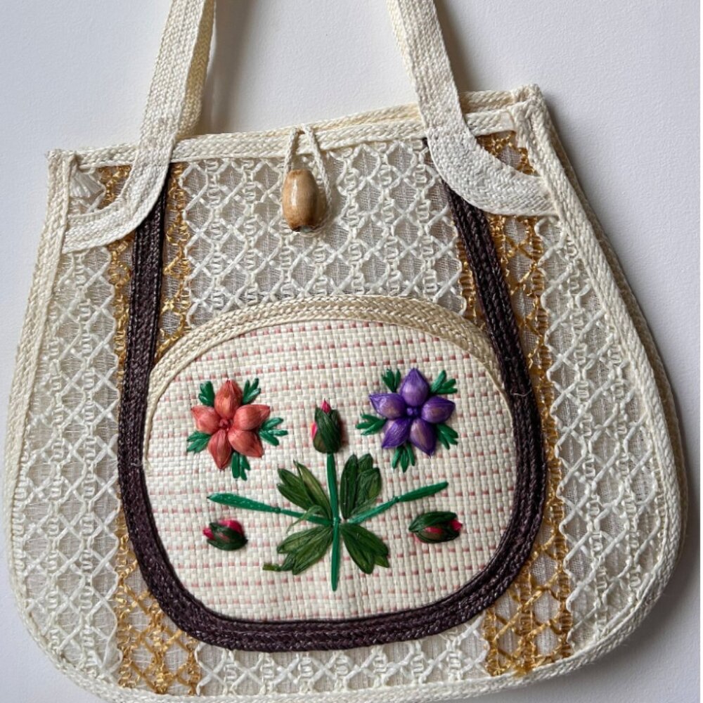 Vintage Woven Lacy Tote Bag
